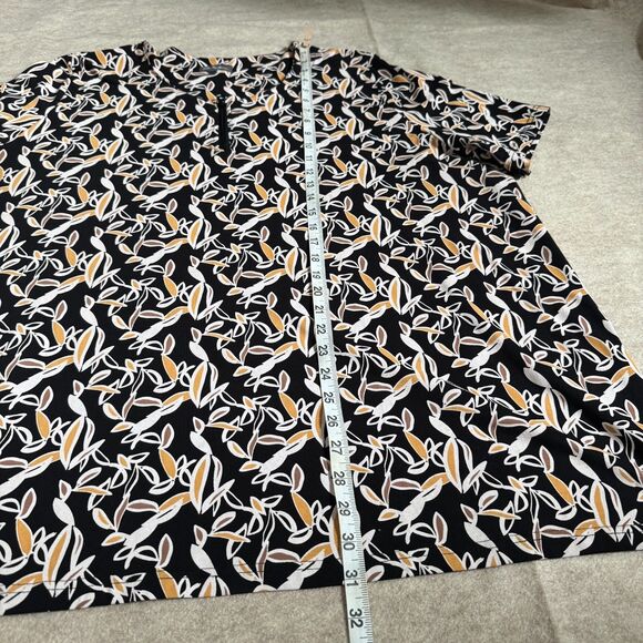 Ulla Popken Black Leaf Print Stretch Tunic Top Womens 24/26 Summer Boho Tropical - Picture 6 of 9